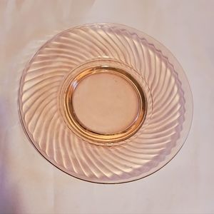 Vintage Imperial Glass Pink Optic Swirl Pedestal Plate Depression Glass 20s 30s